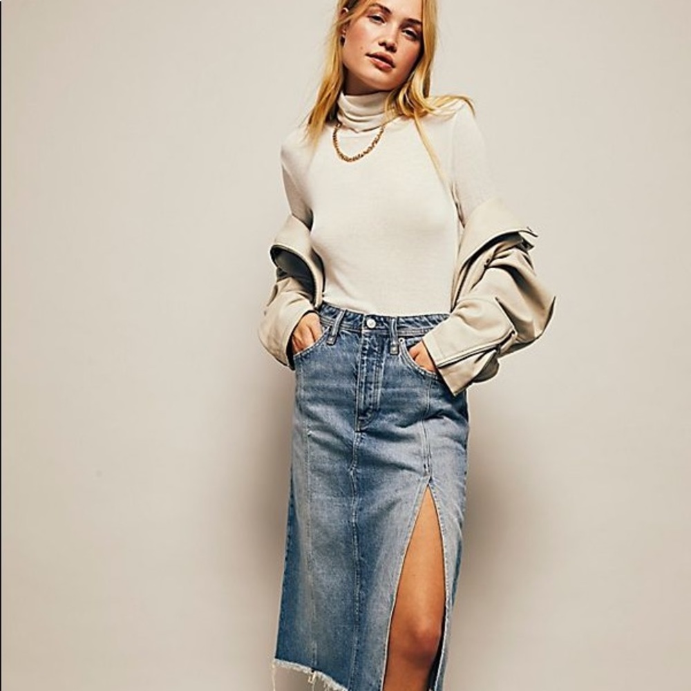 SALE!! NEW Free People Mambo Denim Skirt - Picture 1 of 4